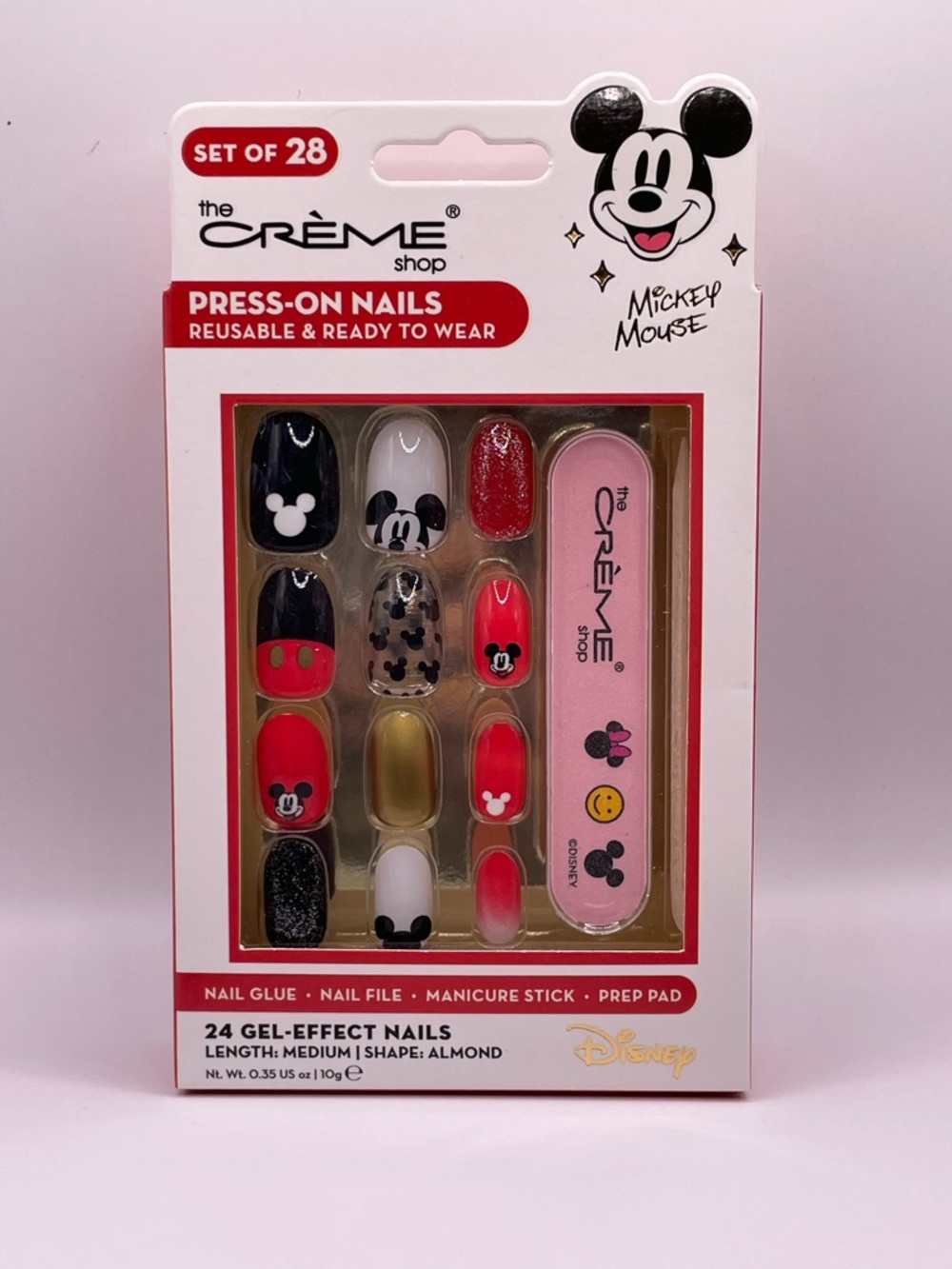 x Disney Mickey Mouse Press-On Nails - Red, Black, White, Gold, Pink